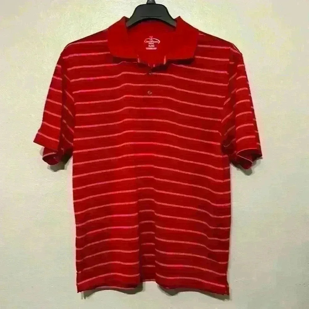 Champions Tour Red Polo Golf Shirt Stripped XL